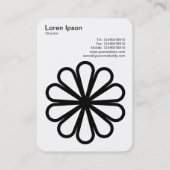 Geometrische Blume 07 - Schwarz auf Weiß Visitenkarte (Rückseite)