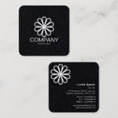 Geometrische Blume 07 - Schwarz Quadratische Visitenkarte (Vorne/Hinten)