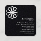 Geometrische Blume 07 - Schwarz Quadratische Visitenkarte (Rückseite)