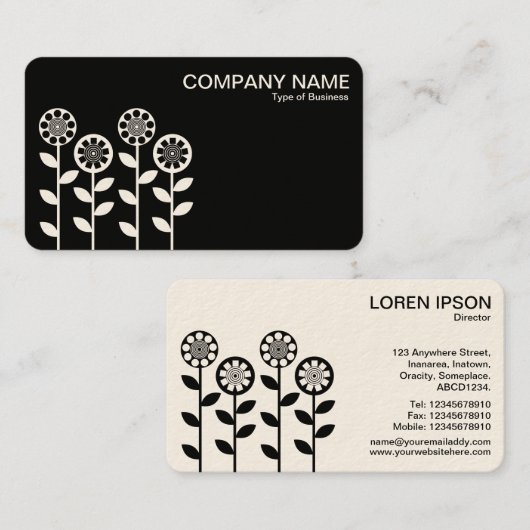 Geometrische Blume - Alternierende Seiten - (Creme Visitenkarte (Vorne/Hinten)