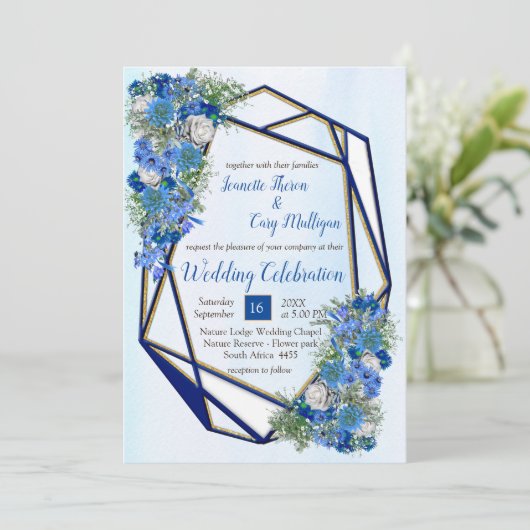 Geometrische Blume aus Goldmais Einladung (Stehend Vorderseite)