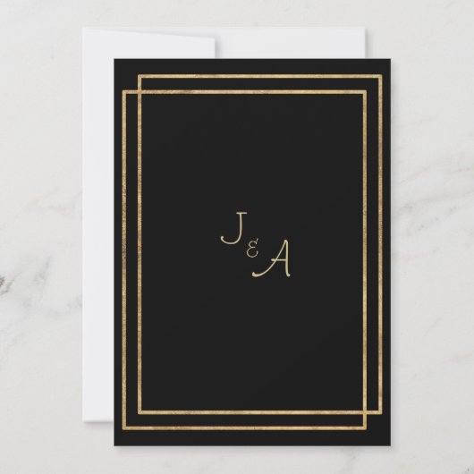 Geometrische Blume aus schwarzem Gold Save the Dat Einladung (Rückseite)