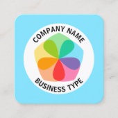 Geometrische Blume - Blass #7FE6FF Quadratische Visitenkarte (Vorderseite)