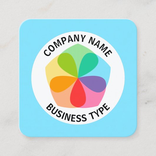 Geometrische Blume - Blass #7FE6FF Quadratische Visitenkarte (Vorderseite)