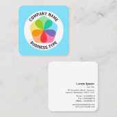 Geometrische Blume - Blass #7FE6FF Quadratische Visitenkarte (Vorne/Hinten)