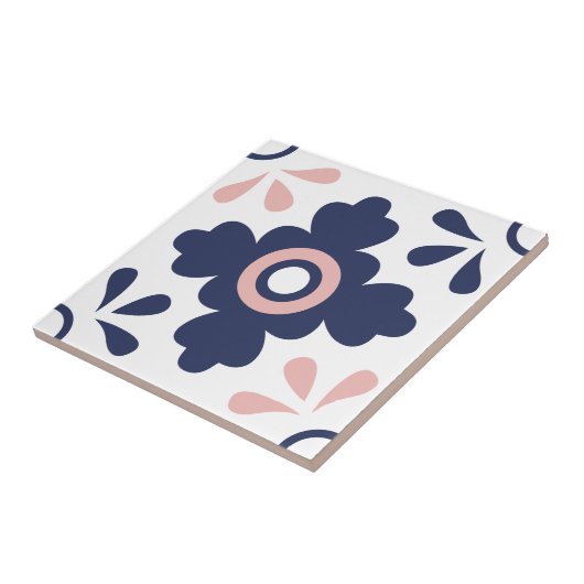 Geometrische Blume Blau und Rosa Fliese (Seite)