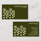 Geometrische Blume - Creme auf Dk Olive Visitenkarte (Vorne/Hinten)