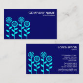 Geometrische Blume - Cyan on Deep Navy Visitenkarte (Vorne/Hinten)