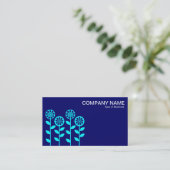 Geometrische Blume - Cyan on Deep Navy Visitenkarte (Stehend Vorderseite)