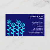 Geometrische Blume - Cyan on Deep Navy Visitenkarte (Rückseite)