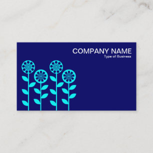 Geometrische Blume - Cyan on Deep Navy Visitenkarte
