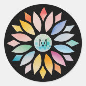 Geometrische Blume der Wasserfarbe Runder Aufkleber (Vorderseite)