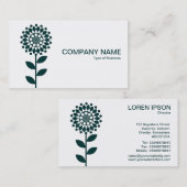 Geometrische Blume - dunkelgrün auf Weiß Visitenkarte (Vorne/Hinten)