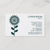 Geometrische Blume - dunkelgrün auf Weiß Visitenkarte (Rückseite)
