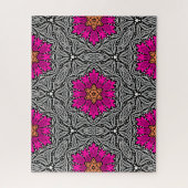 Geometrische Blume - Fuchsia Pink und Grau Jigsaw Puzzle (Vertikal)