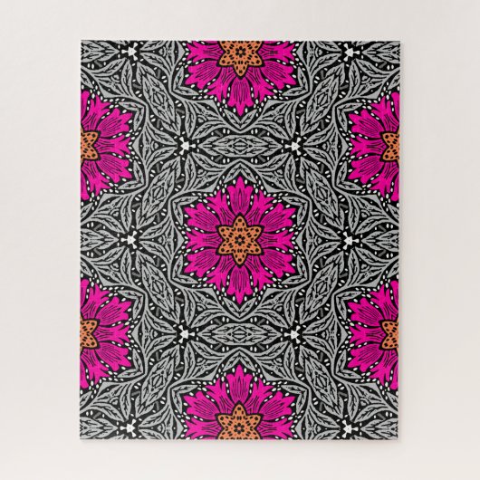 Geometrische Blume - Fuchsia Pink und Grau Jigsaw Puzzle (Vertikal)