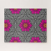 Geometrische Blume - Fuchsia Pink und Grau Jigsaw Puzzle (Horizontal)