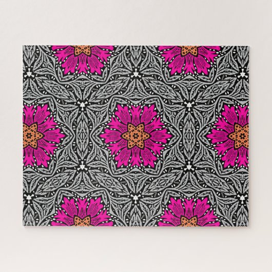 Geometrische Blume - Fuchsia Pink und Grau Jigsaw Puzzle (Horizontal)