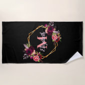 Geometrische Blume für Schwarzweiß-Monogramm Strandtuch (Vorderseite)