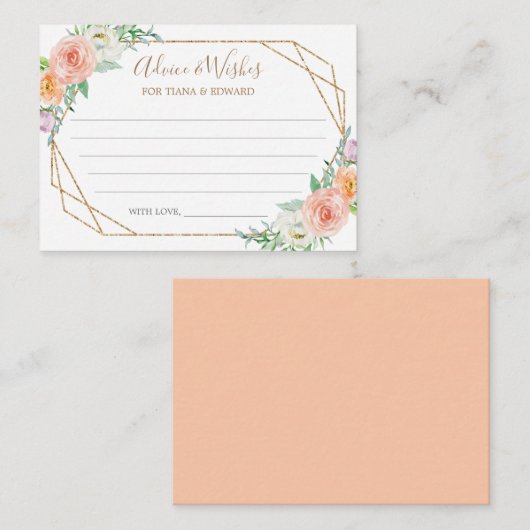 Geometrische Blume für Wasserfarben Hochzeitsraten Begleitkarte (Vorne/Hinten)