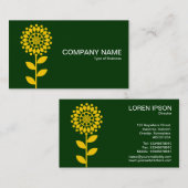 Geometrische Blume - gelb auf dunkelgrün Visitenkarte (Vorne/Hinten)