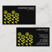 Geometrische Blume - Gelb auf Schwarz Visitenkarte (Vorne/Hinten)