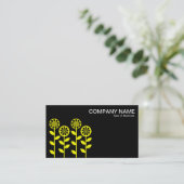 Geometrische Blume - Gelb auf Schwarz Visitenkarte (Stehend Vorderseite)