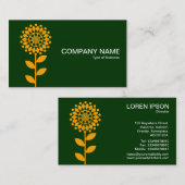 Geometrische Blume - Gelborange auf dunkelgrün Visitenkarte (Vorne/Hinten)