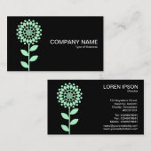 Geometrische Blume - Ghost grün auf schwarz Visitenkarte (Vorne/Hinten)