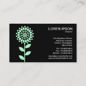 Geometrische Blume - Ghost grün auf schwarz Visitenkarte (Rückseite)