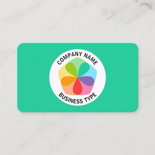 Geometrische Blume - Green #19CD99 Visitenkarte (Vorderseite)