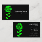 Geometrische Blume - grün auf schwarz Visitenkarte (Vorne/Hinten)
