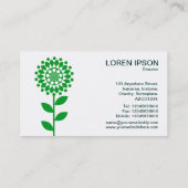 Geometrische Blume - grün auf Weiß Visitenkarte (Rückseite)
