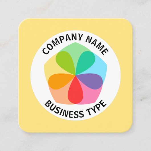 Geometrische Blume - Hellgelb #FFE67F Quadratische Visitenkarte (Vorderseite)