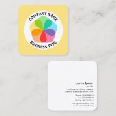 Geometrische Blume - Hellgelb #FFE67F Quadratische Visitenkarte (Vorne/Hinten)