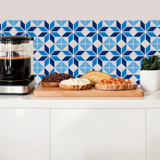 Geometrische Blume in Blautönen Fliese