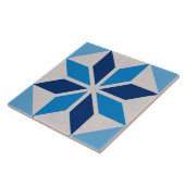 Geometrische Blume in Blautönen Fliese (Seite)