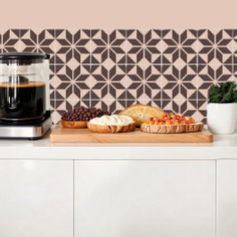 Geometrische Blume in Creme- und Schokoladentönen Fliese