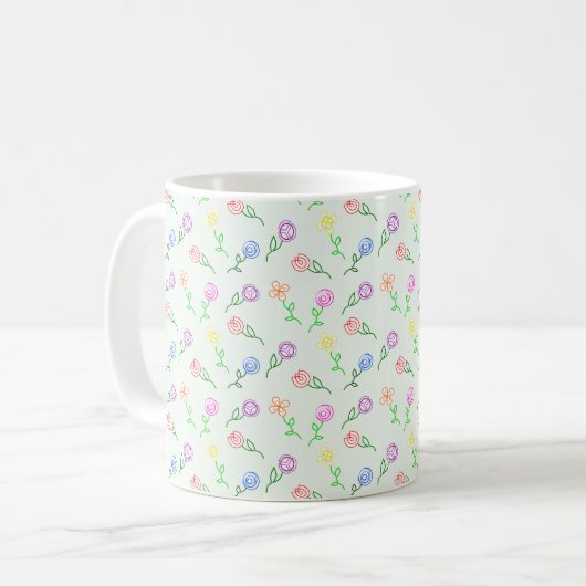 Geometrische Blume Kaffeetasse (Vorderseite Links)