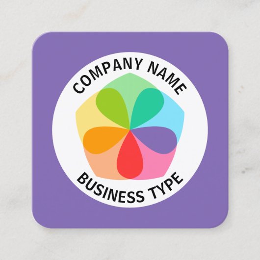 Geometrische Blume - Lila #7F66B2 Quadratische Visitenkarte (Vorderseite)
