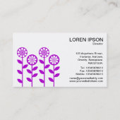 Geometrische Blume - Lila auf Weiß Visitenkarte (Rückseite)