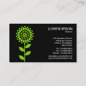 Geometrische Blume - Mars Green auf Schwarz Visitenkarte (Rückseite)