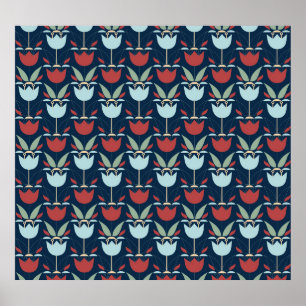 Geometrische Blume: mehrfarbiges Vintages Ornament Poster