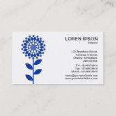 Geometrische Blume - Navy Blue on White Visitenkarte (Rückseite)