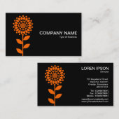 Geometrische Blume - Orange auf Schwarz Visitenkarte (Vorne/Hinten)