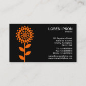 Geometrische Blume - Orange auf Schwarz Visitenkarte (Rückseite)