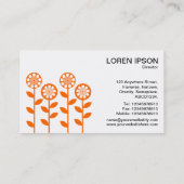 Geometrische Blume - Orange auf Weiß Visitenkarte (Rückseite)