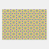 Geometrische Blume Ornament Farbiges Muster Geschenkpapier Set (Vorderseite 3)
