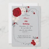 geometrische Blume rot-weiß Einladung (Vorderseite)