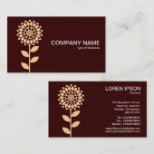 Geometrische Blume - Sand auf dunkelbraun Visitenkarte (Vorne/Hinten)
